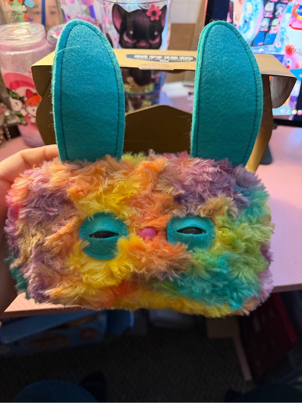 Plush Rainbow Bunny Fuggler crossbody